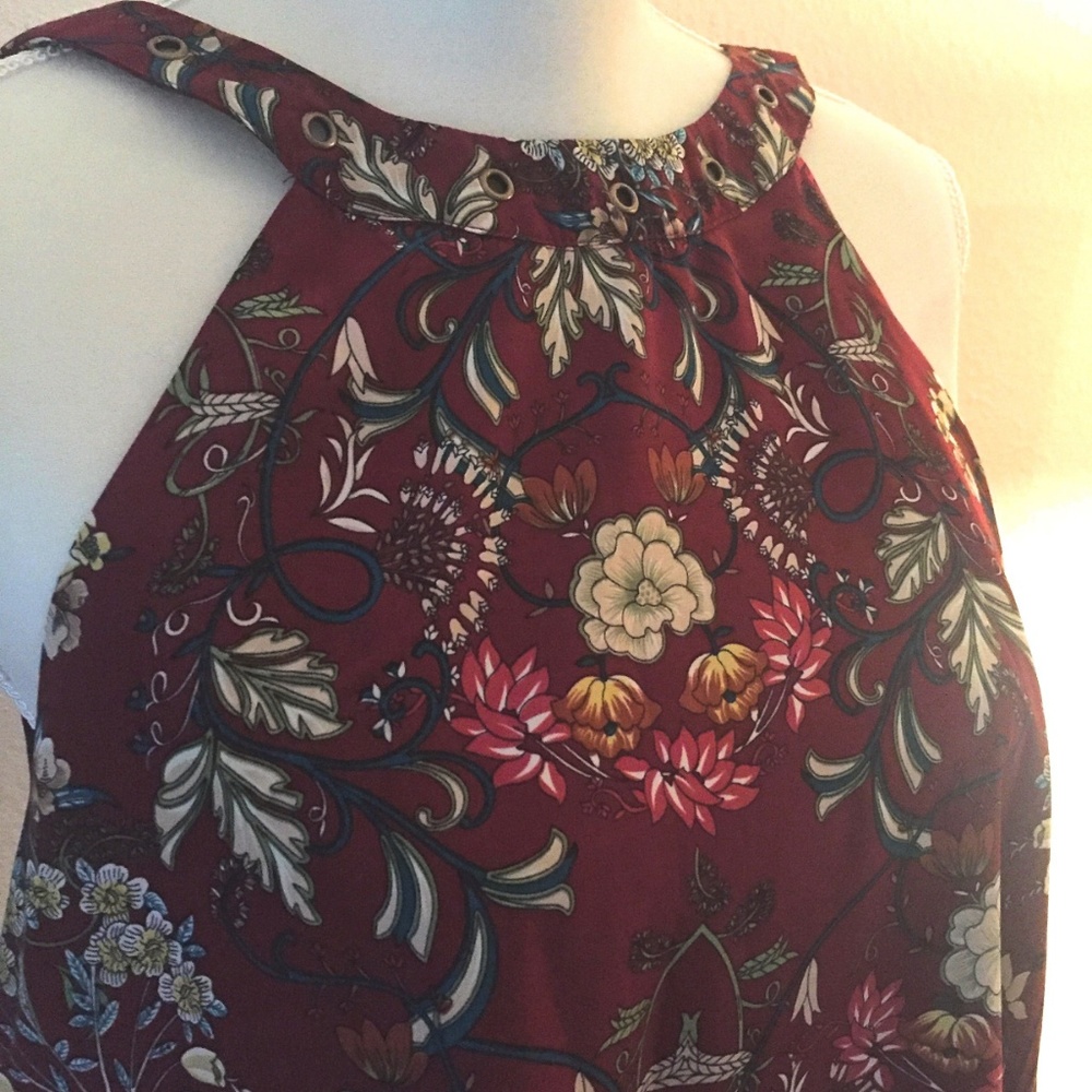 Moon River with tags, Burgundy Floral Shirt